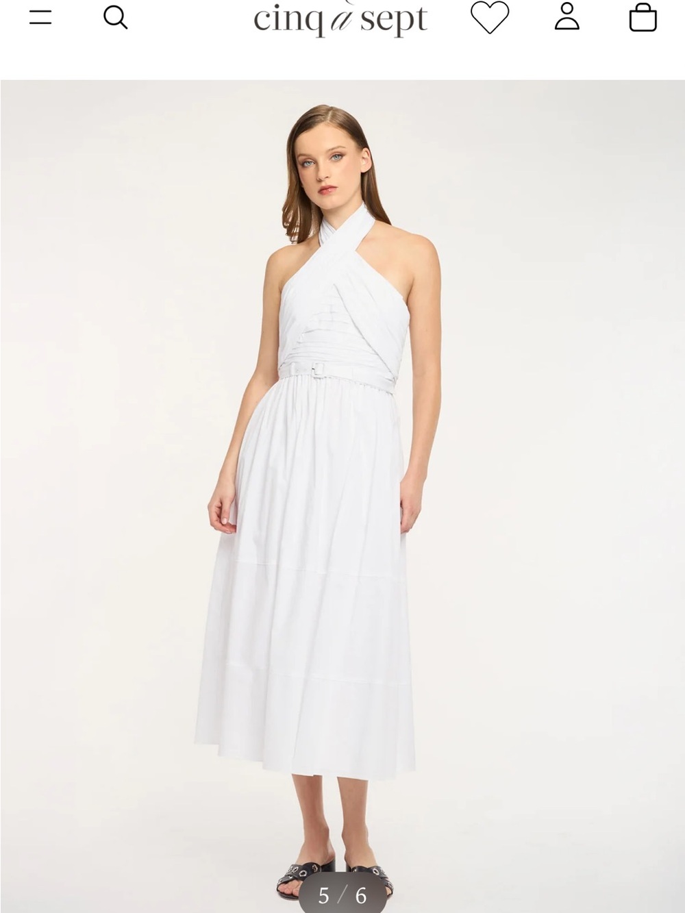 cinq a sept White Halter Crisscross Midi Dress